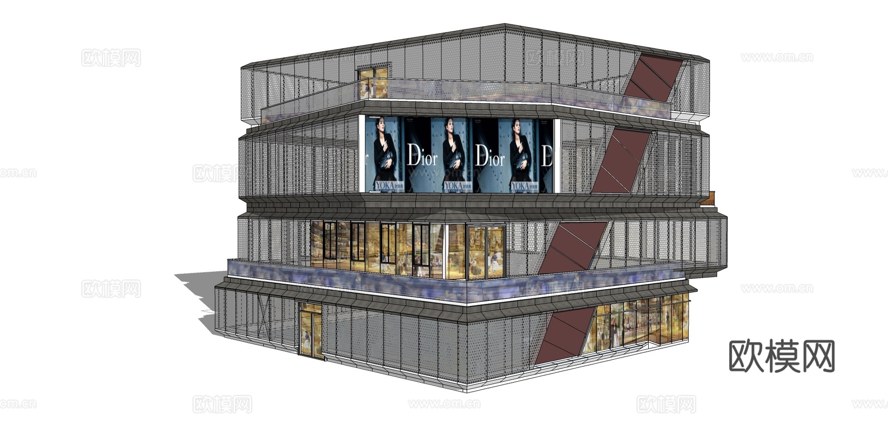 现代商业建筑su模型下载