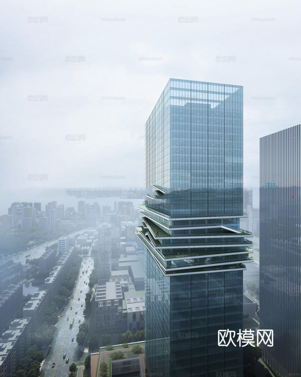 现代高层综合楼su模型下载