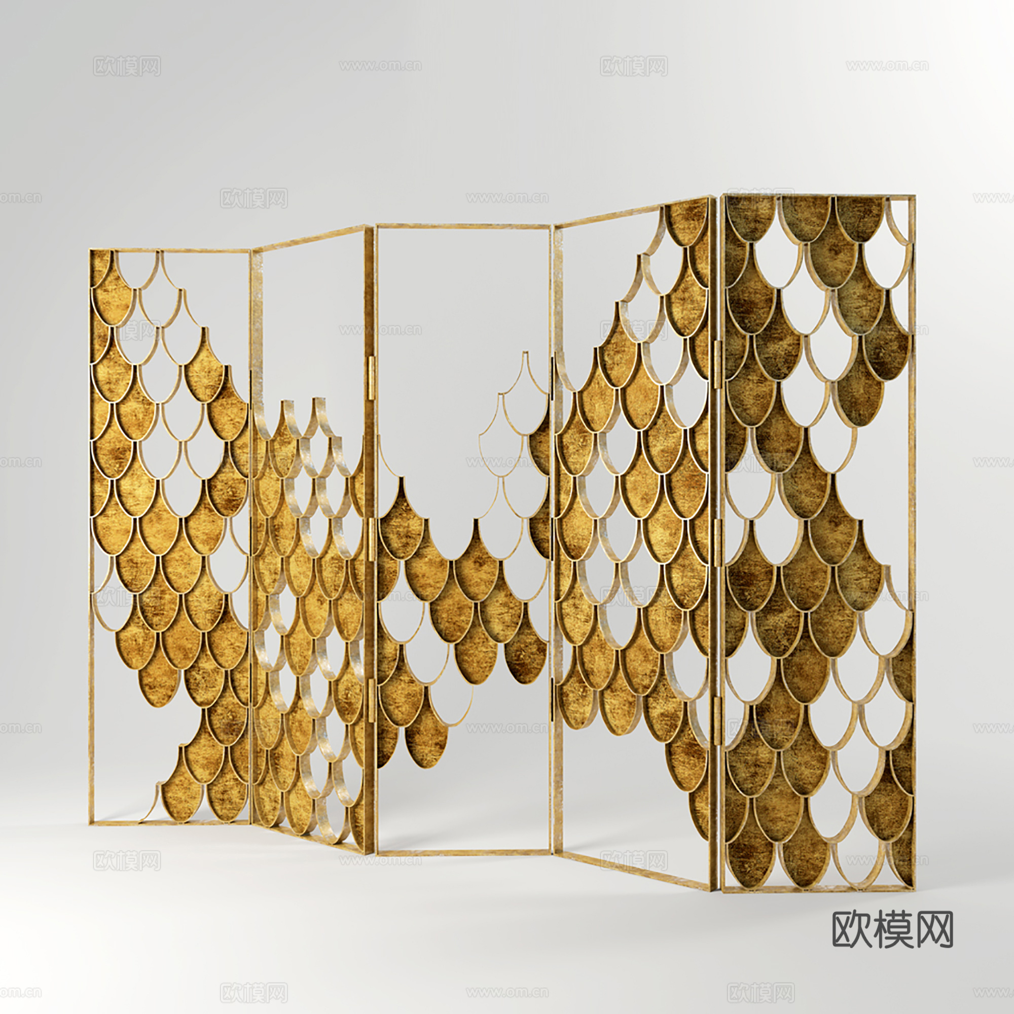 现代屏风  隔断  镂空金属屏风3d模型