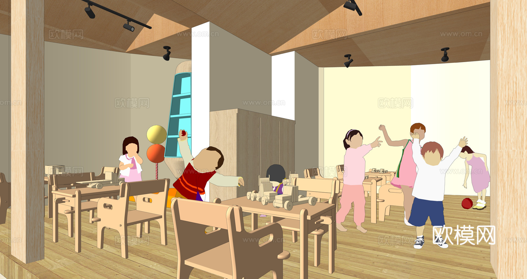 现代幼儿园su模型下载下载（渲染图4）