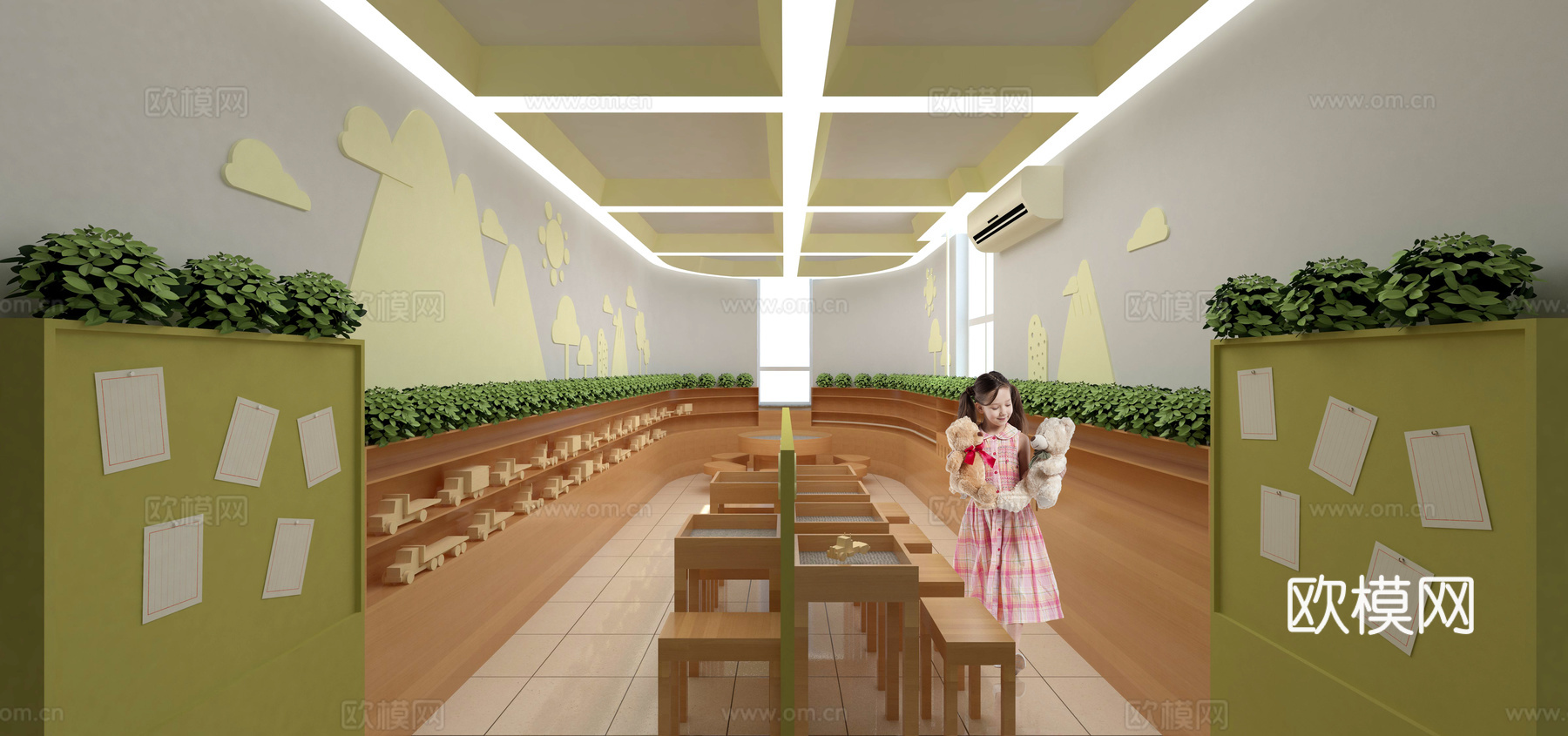 现代幼儿园活动室su模型下载
