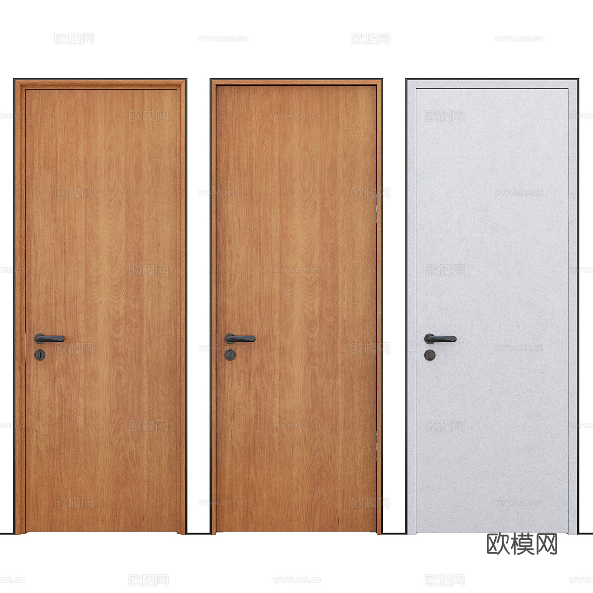 现代意式极简室内窄边框单开门3d模型下载（渲染图2）