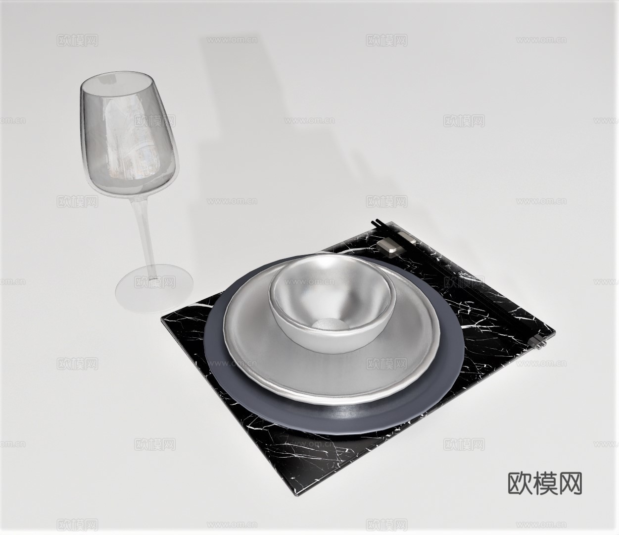 现代碗碟餐具su模型下载