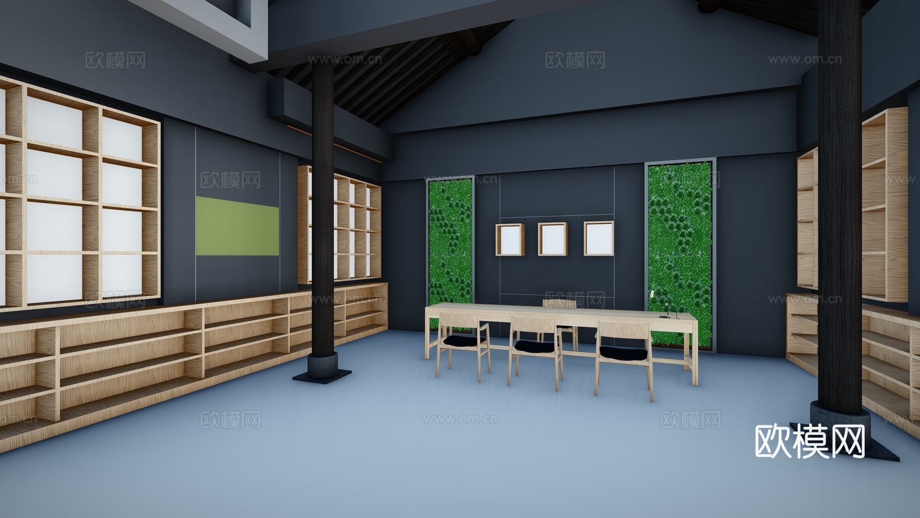 新中式文化展厅展馆su模型下载