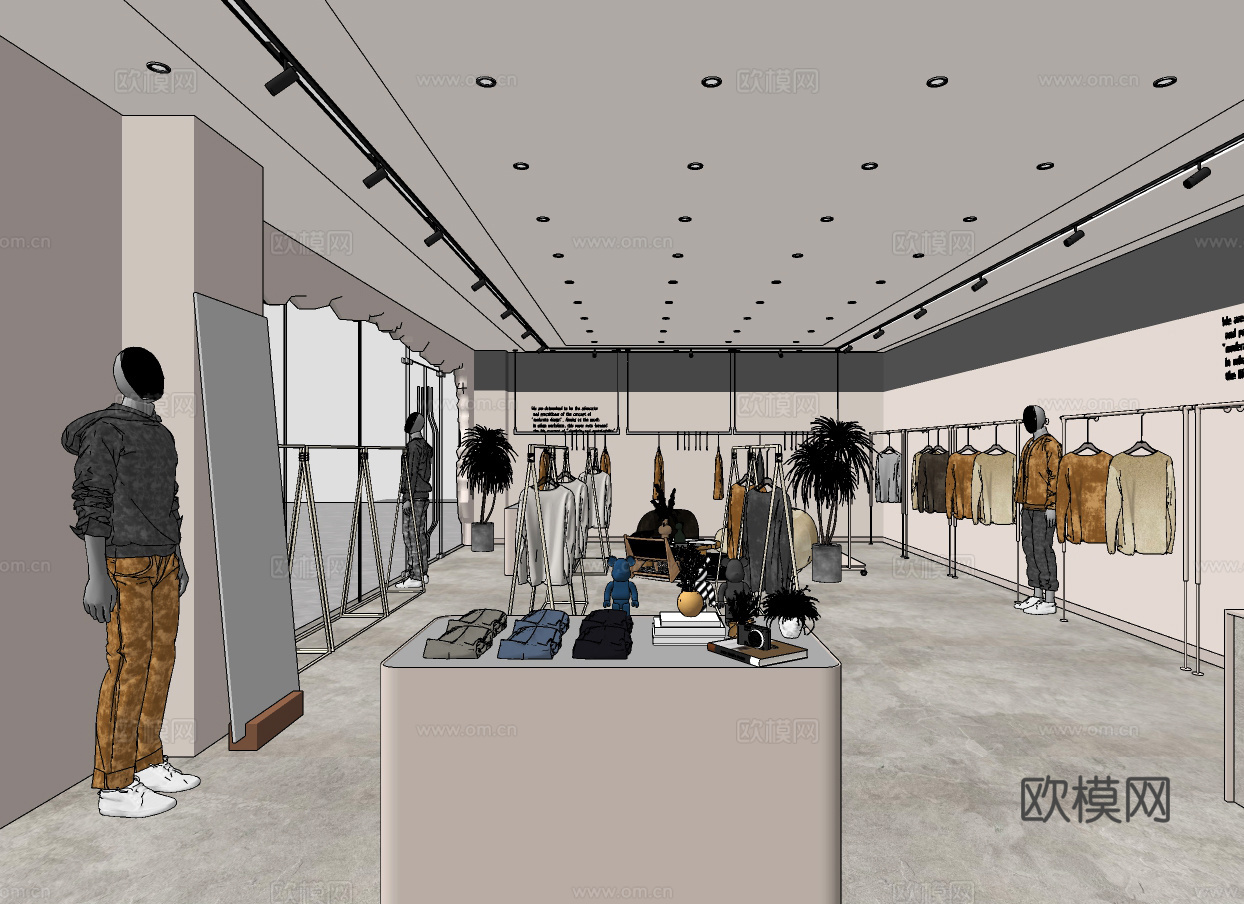 现代男装服装店su模型下载