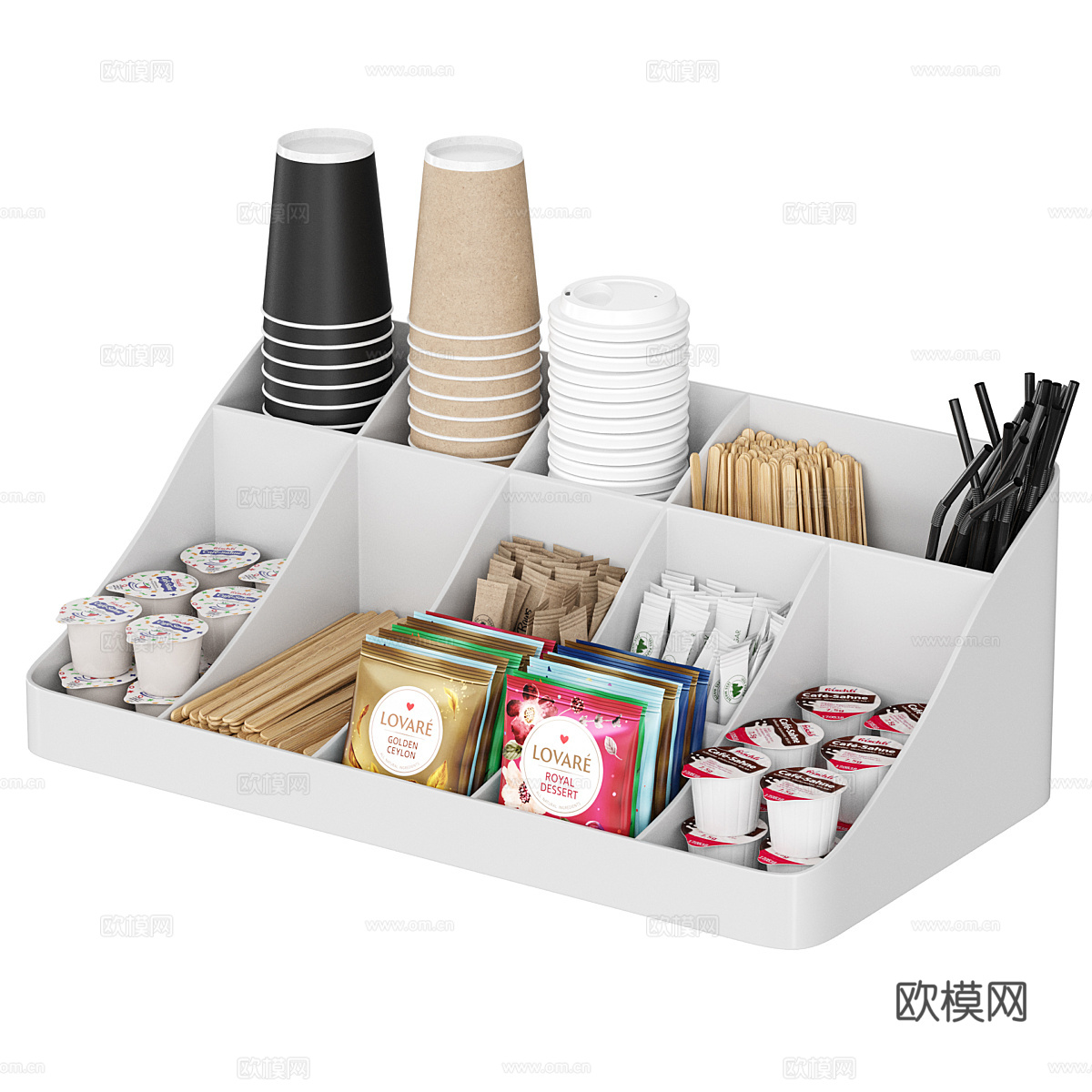 现代咖啡吧台面收纳器3d模型