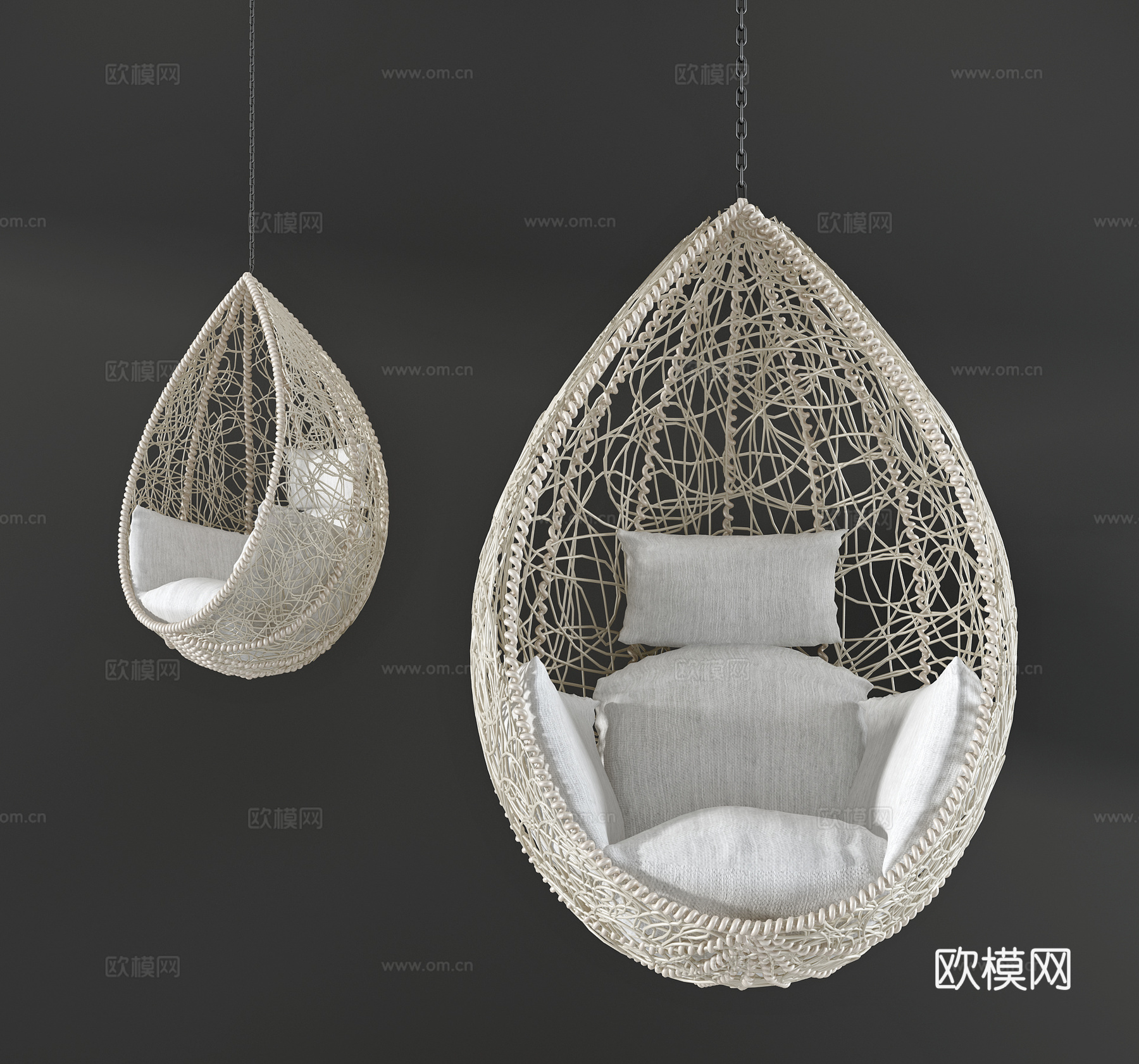 现代藤编吊椅su模型下载