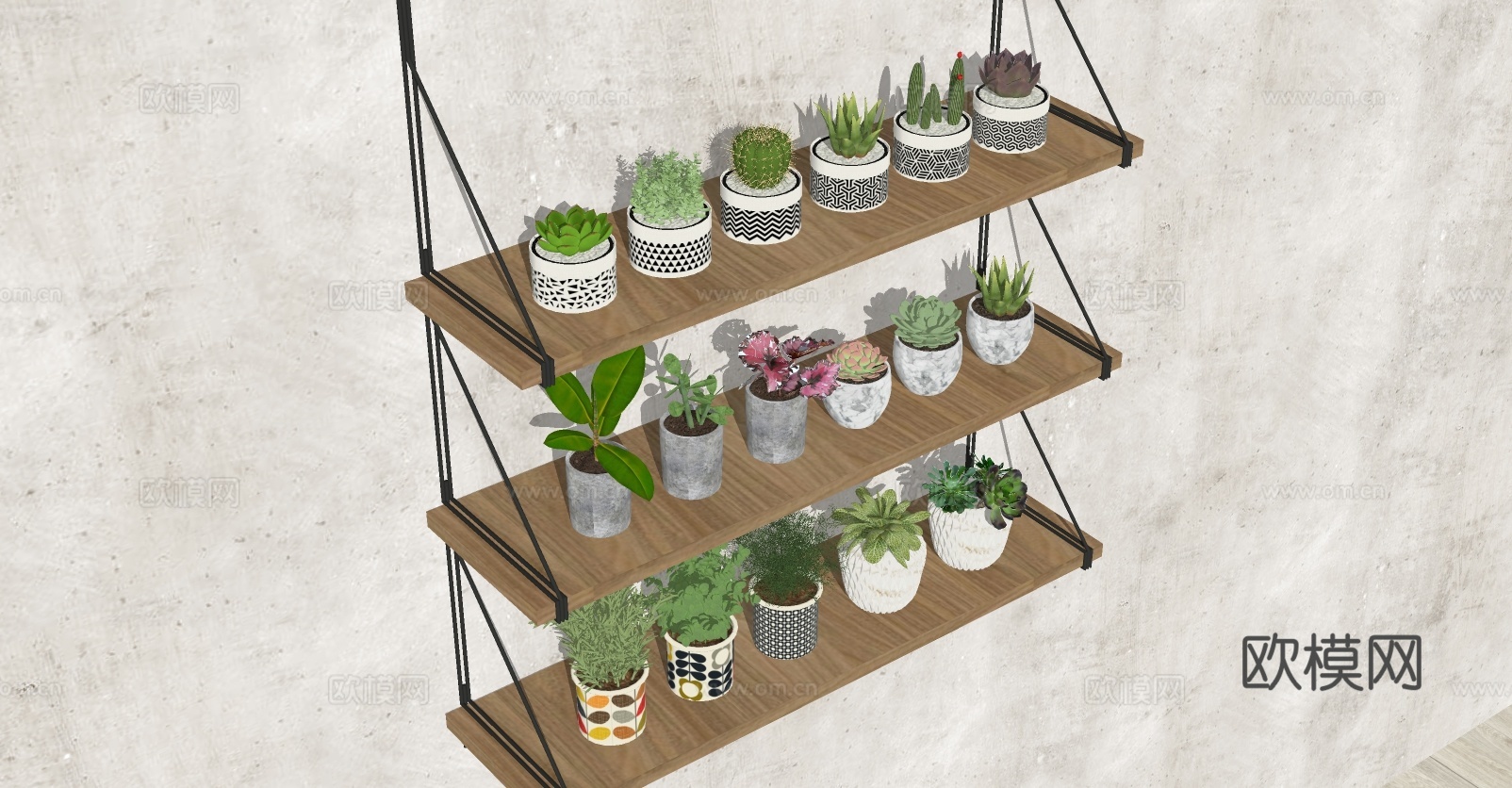 现代植物盆栽su模型下载