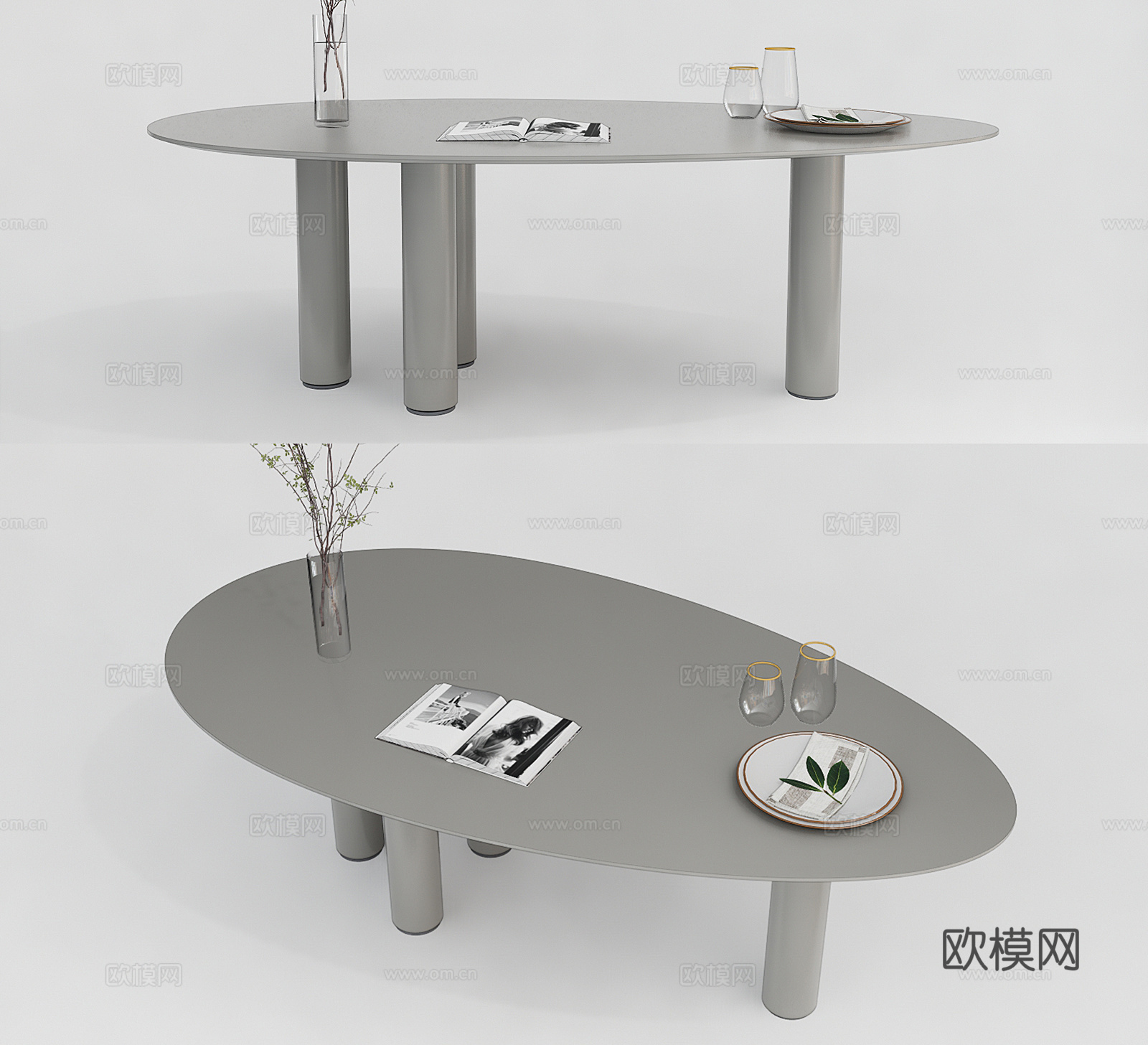现代茶几su模型下载