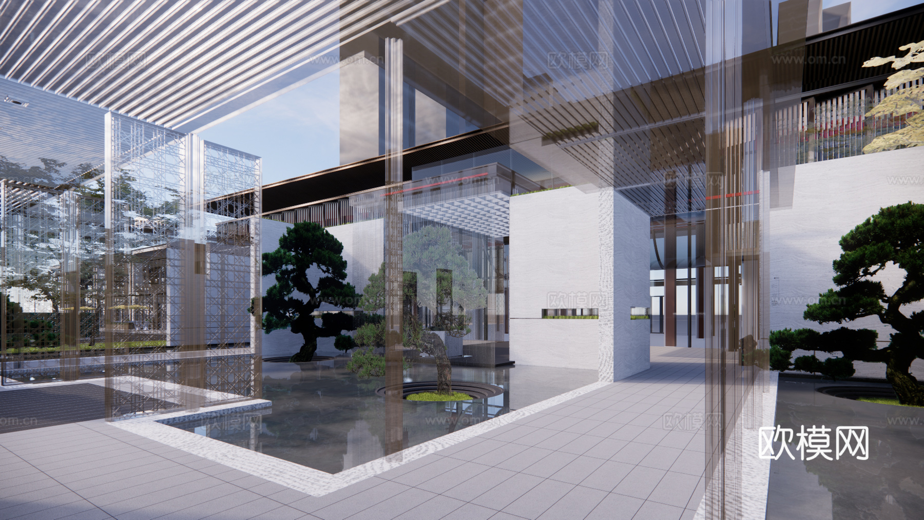 新中式售楼处su模型下载下载（渲染图5）