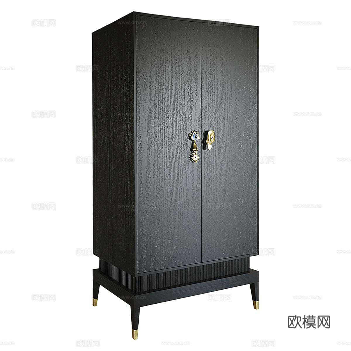 北欧简约装饰柜 边柜 简约边柜 黑色木纹边柜 装饰柜3d模型