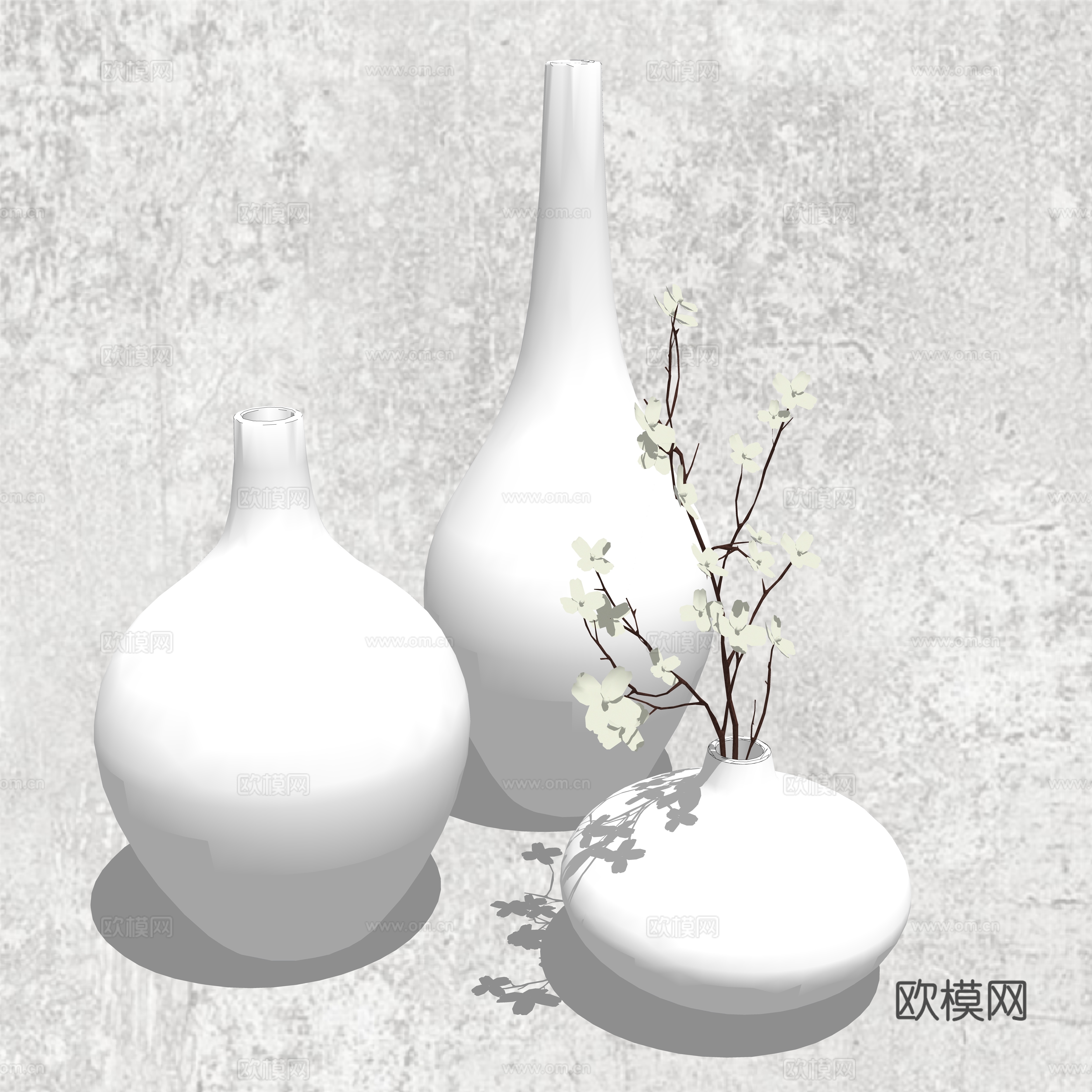 现代花瓶插花su模型下载