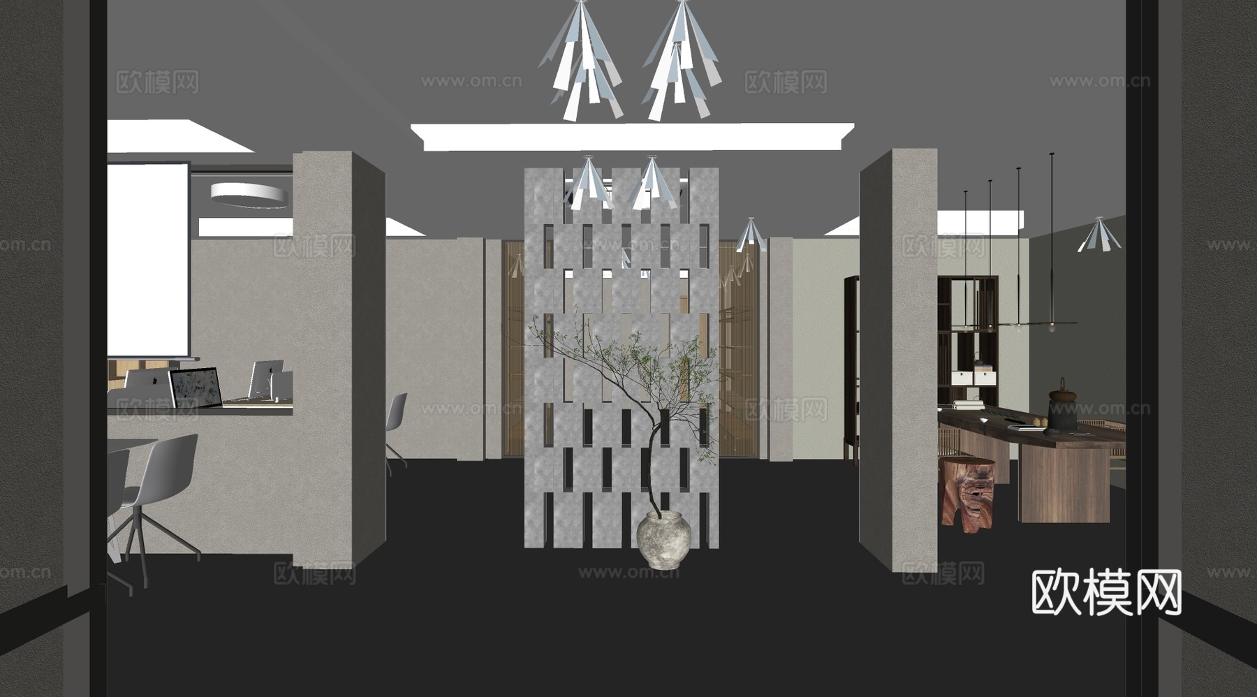 现代工程涂料展厅su模型下载