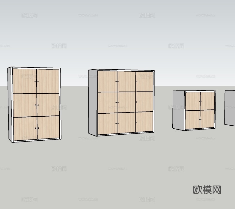现代实木文件柜su模型下载