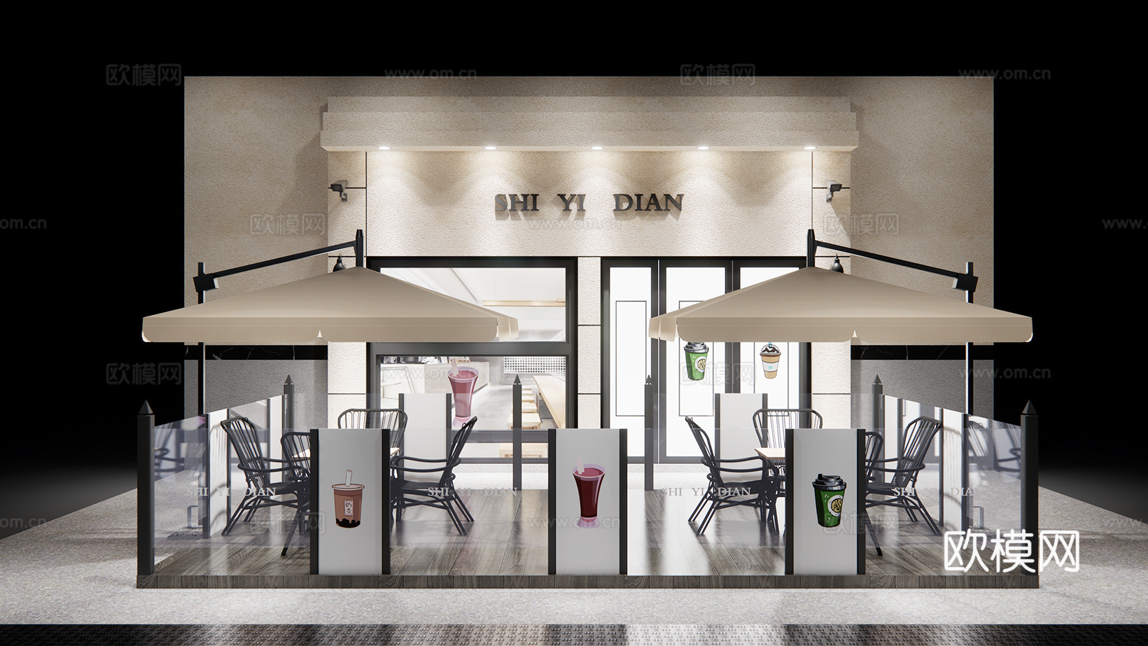 现代奶茶店su模型下载