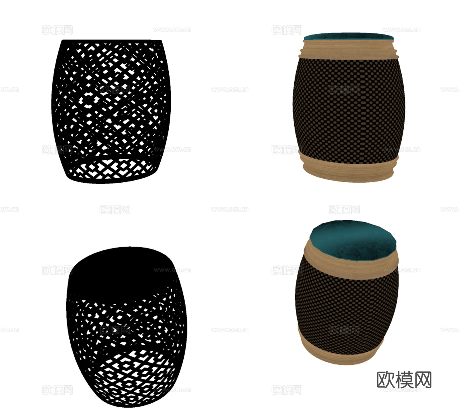 现代金属凳子su模型下载