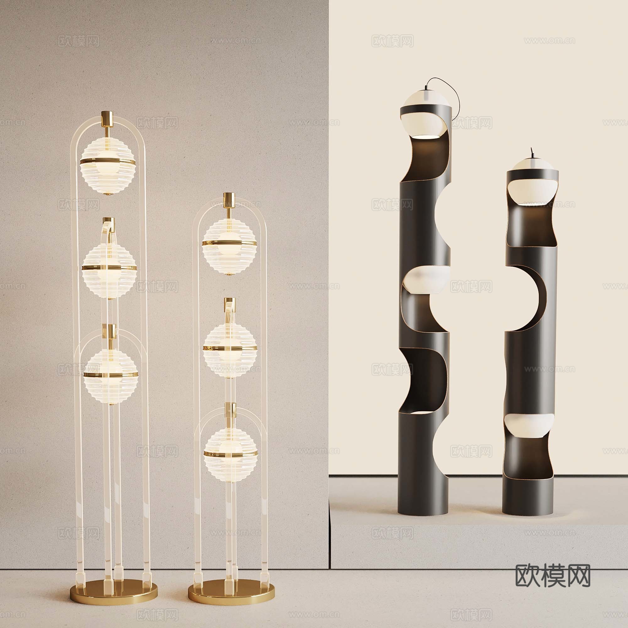 17现代法式灯具组合 落地灯3d模型