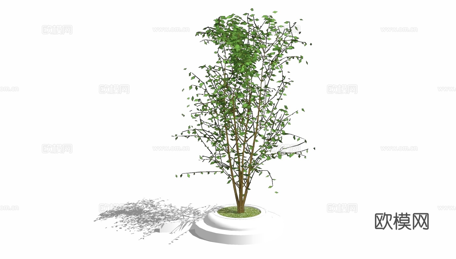现代景观树池su模型下载