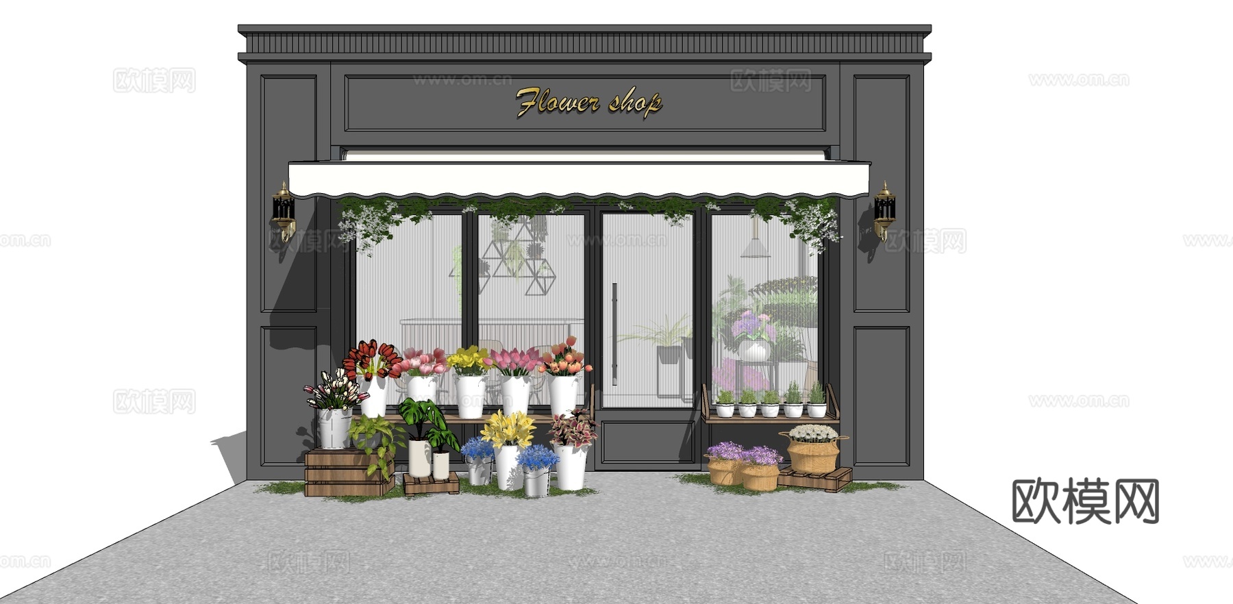 北欧花店su模型下载