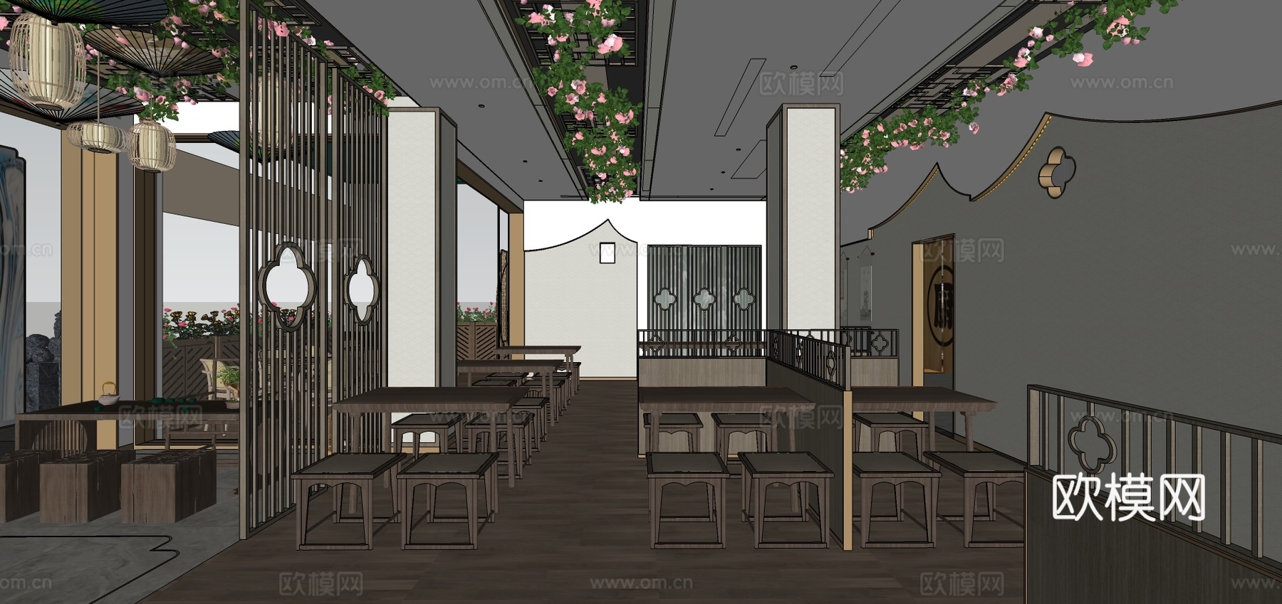 新中式小吃店面馆su模型下载