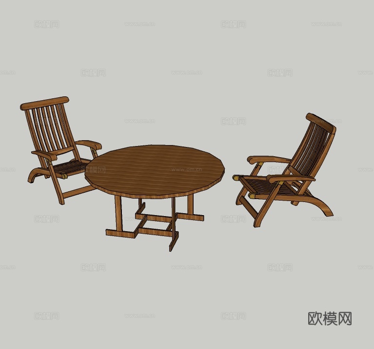新中式休闲桌椅su模型下载