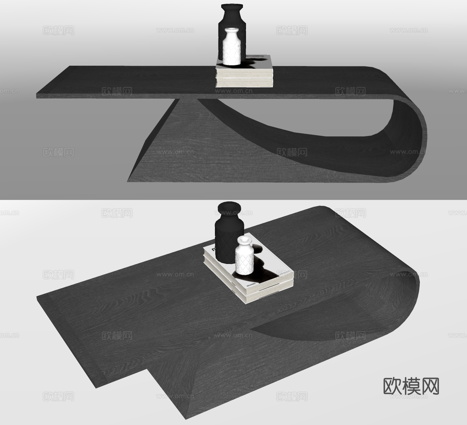 现代实木茶几su模型下载