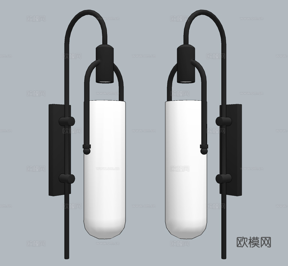 现代金属玻璃壁灯su模型下载