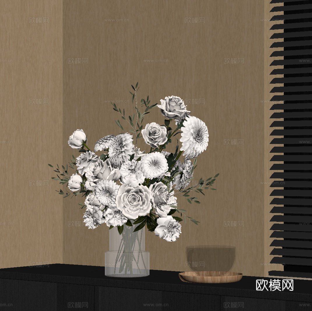 06法式花瓶 花艺摆件su模型