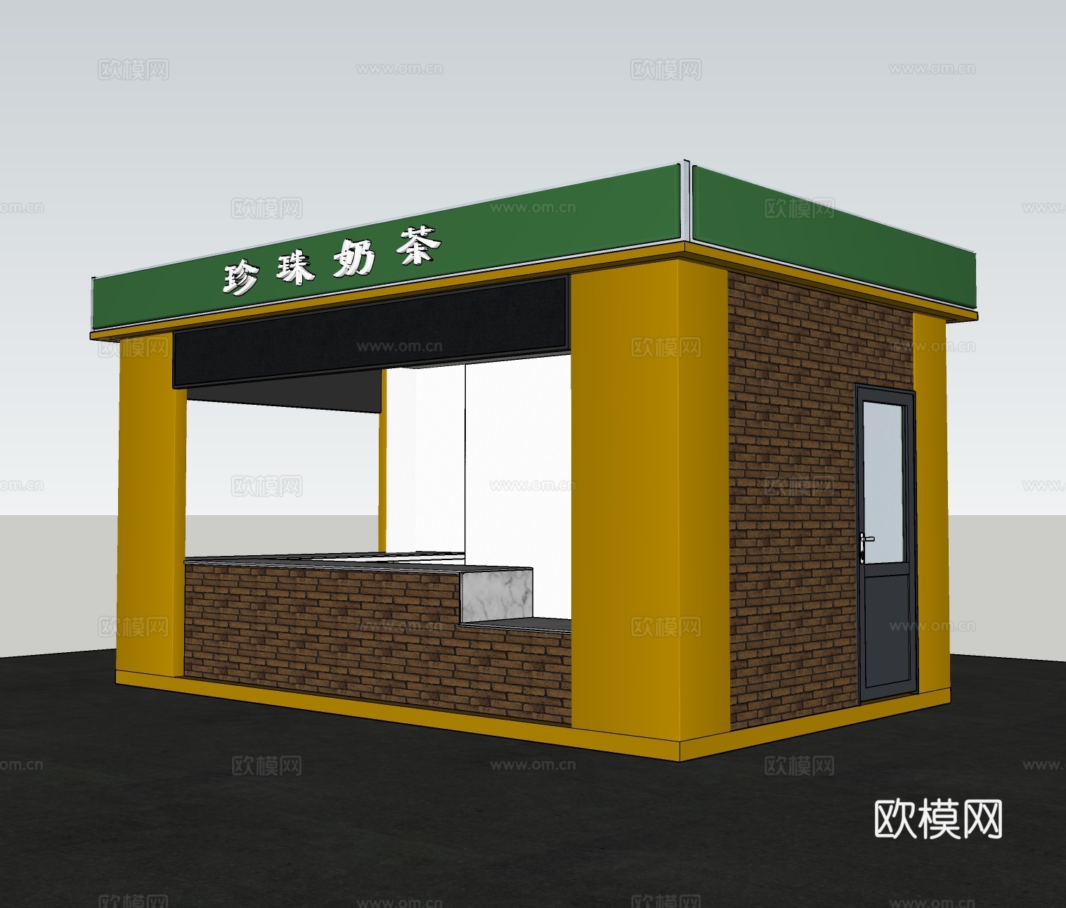 现代售货亭su模型下载