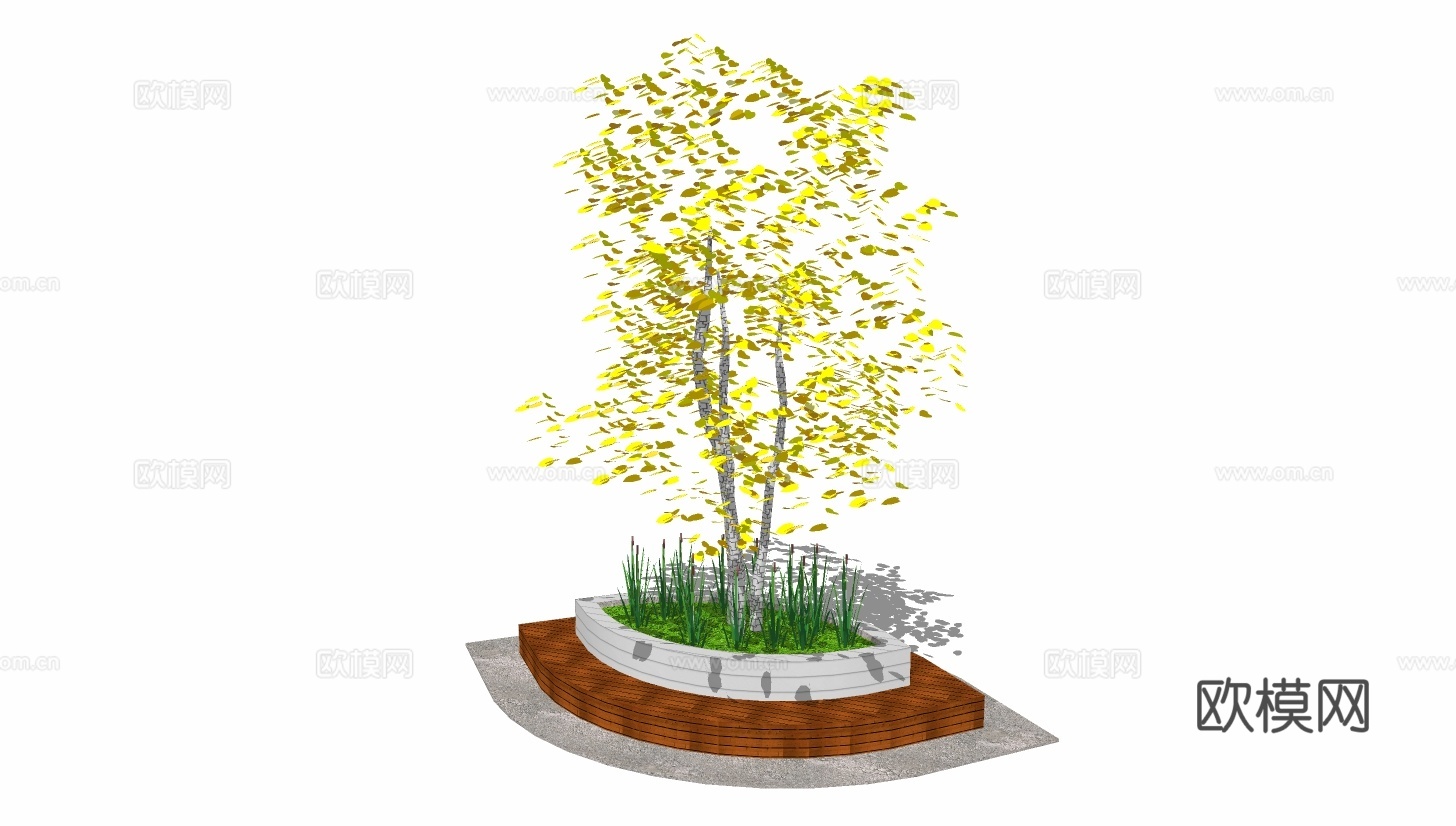 现代景观树池su模型下载