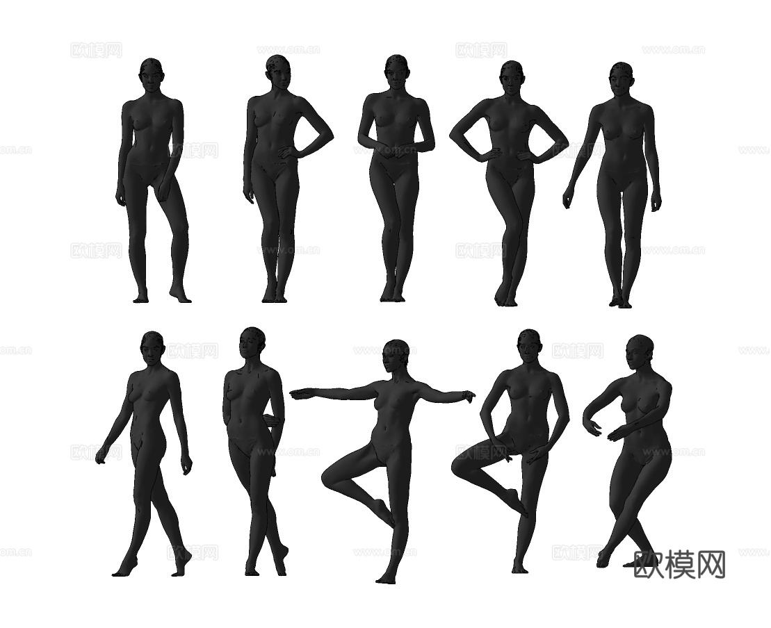 现代女性模特人物su模型下载