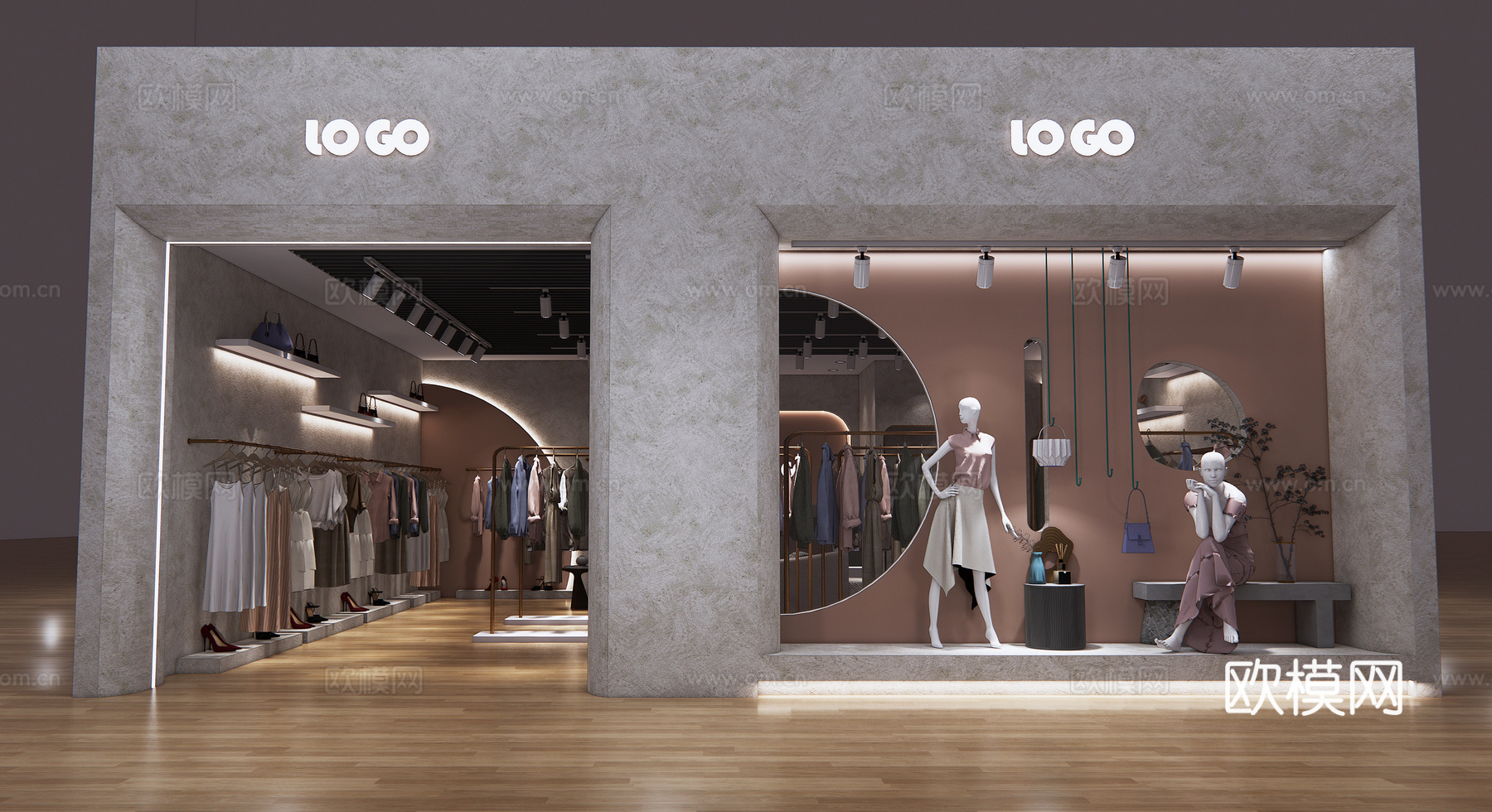现代侘寂风服装店su模型下载
