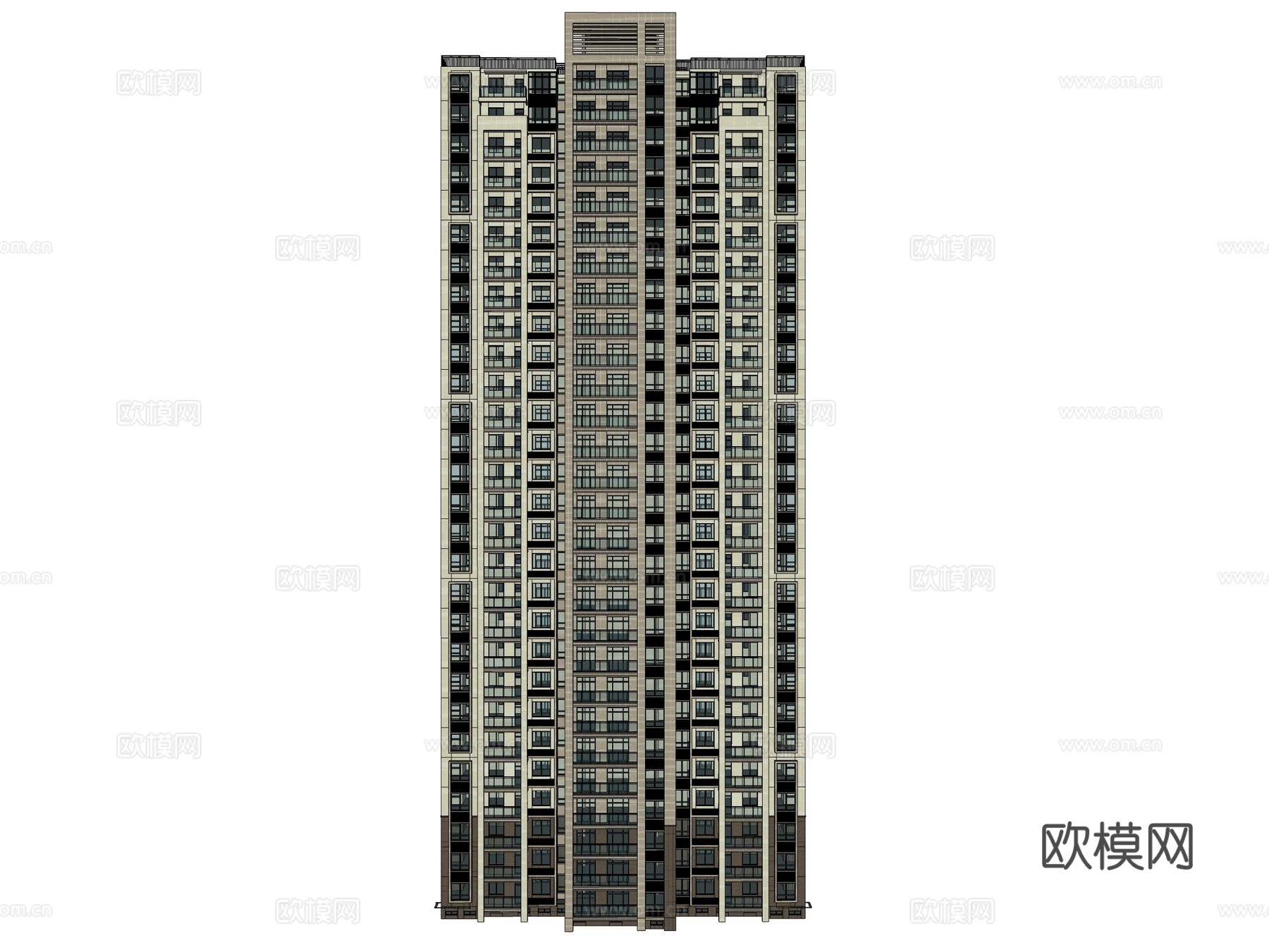 现代高层住宅楼外观su模型下载