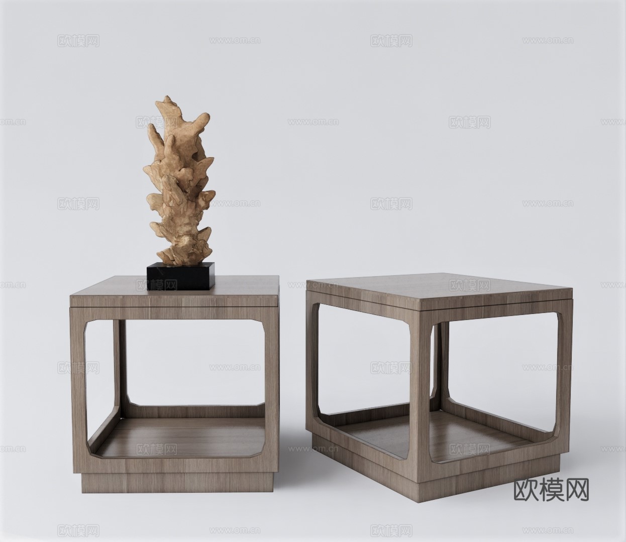 现代实木边几su模型下载