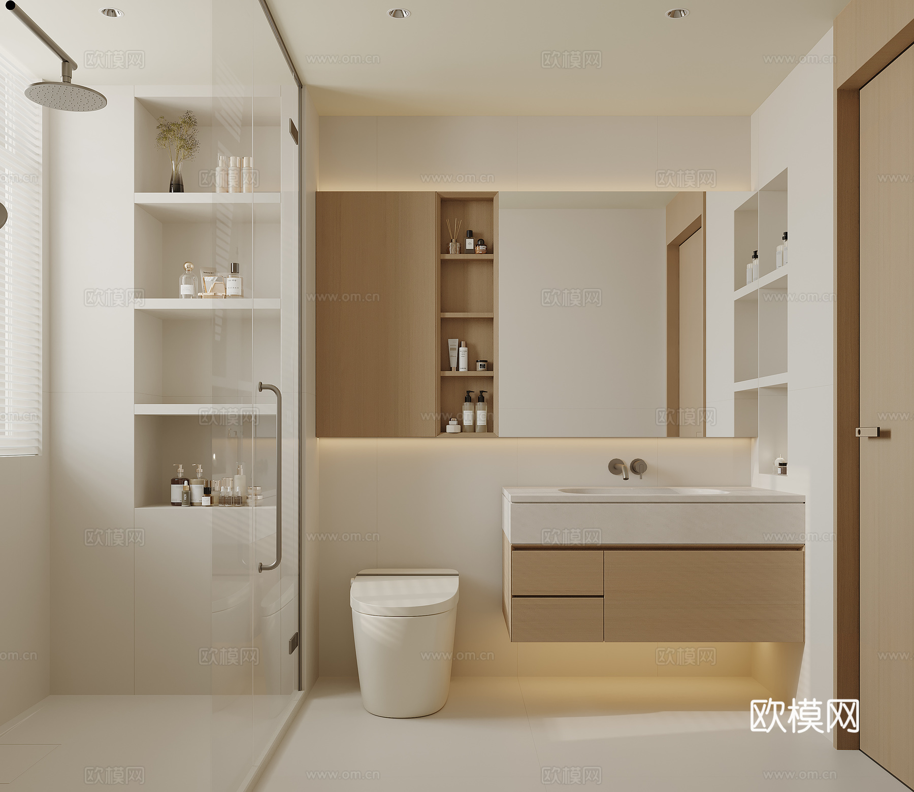 原木卫生间奶油卫生间3d模型