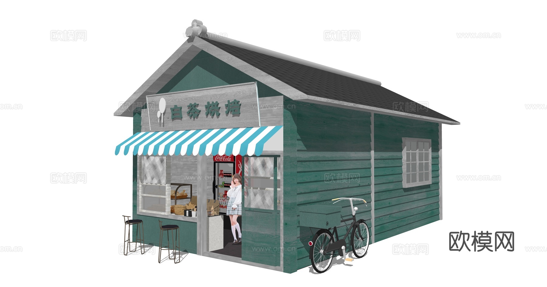 现代甜品店建筑外观su模型下载