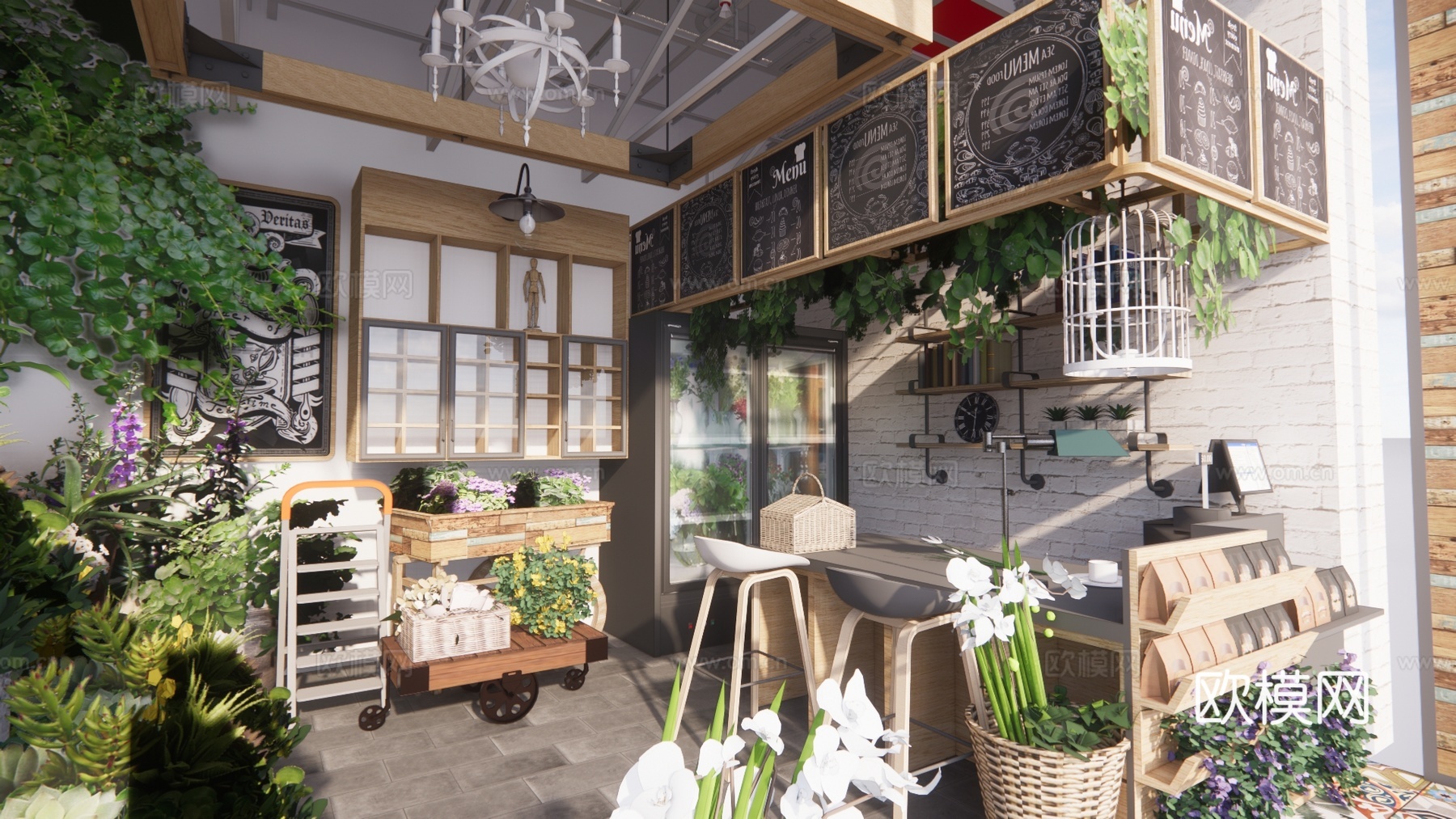 现代花店su模型下载