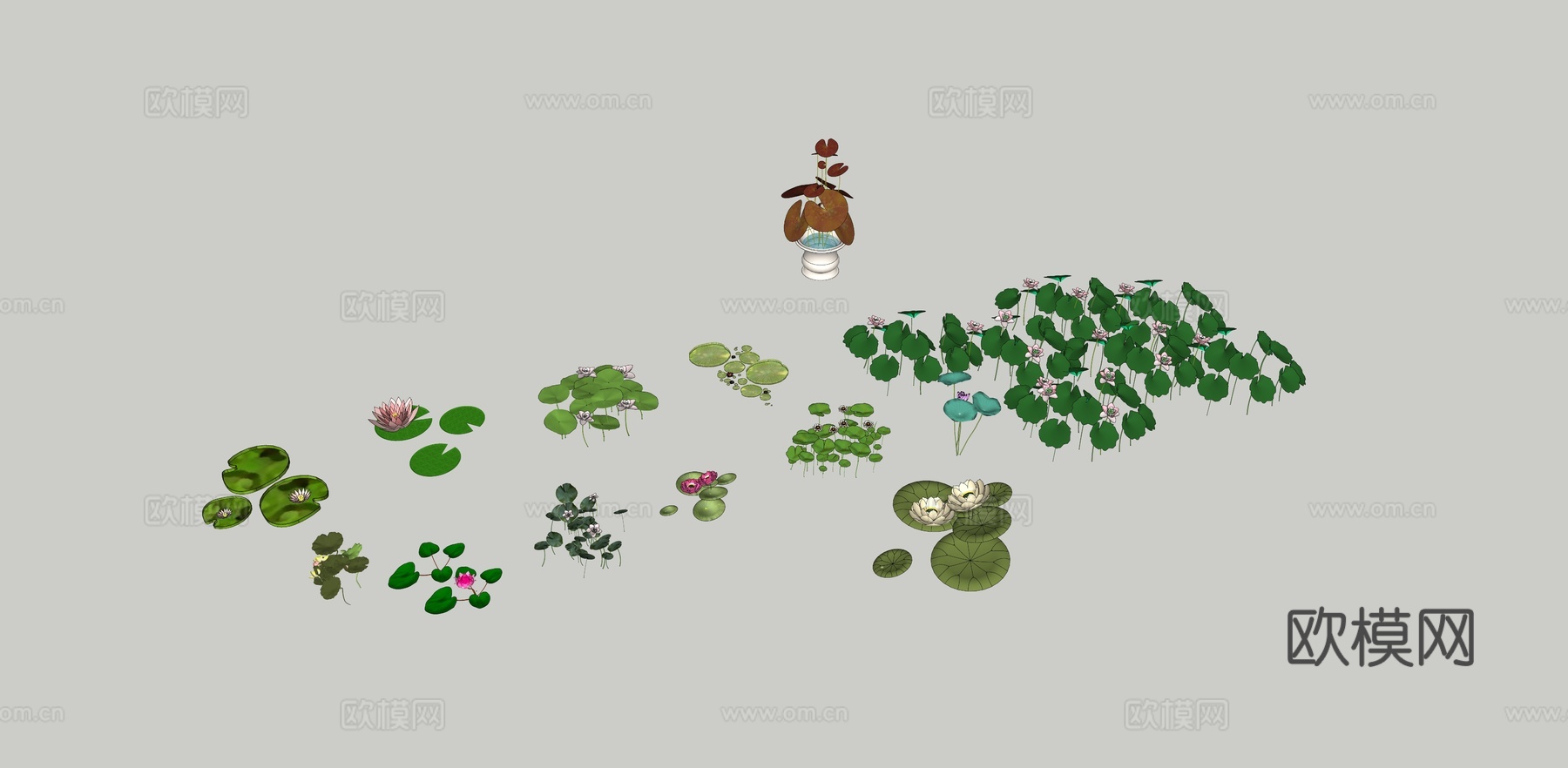 现代睡莲荷花su模型