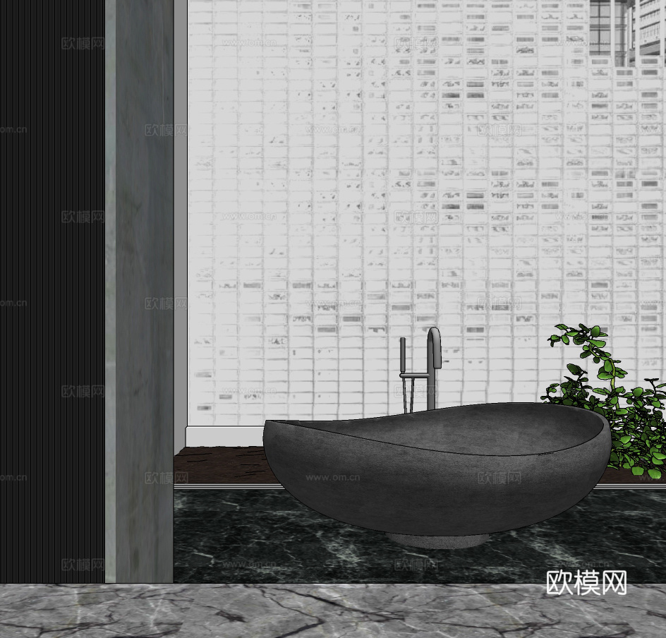 现代浴缸su模型下载