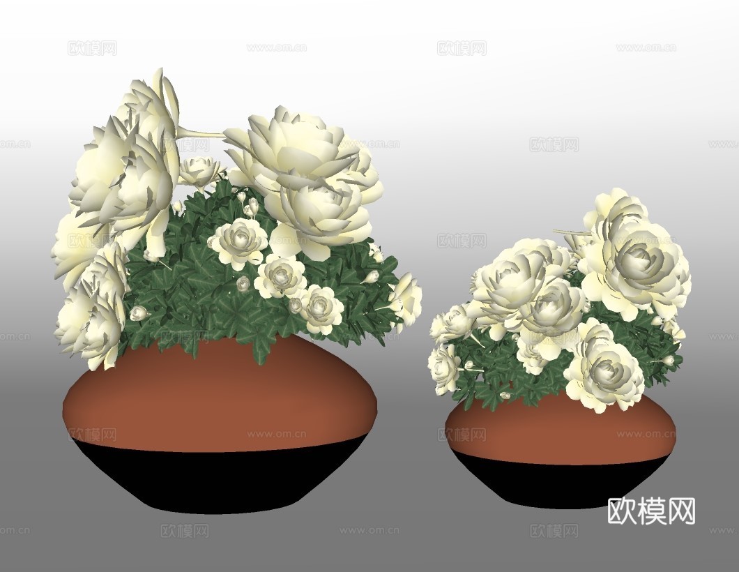现代花卉花瓶su模型下载