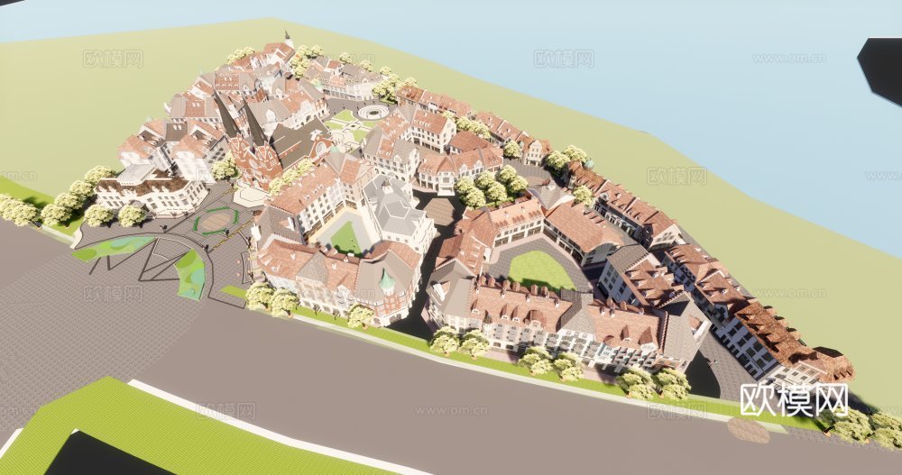 欧式商业街su模型下载下载（渲染图4）