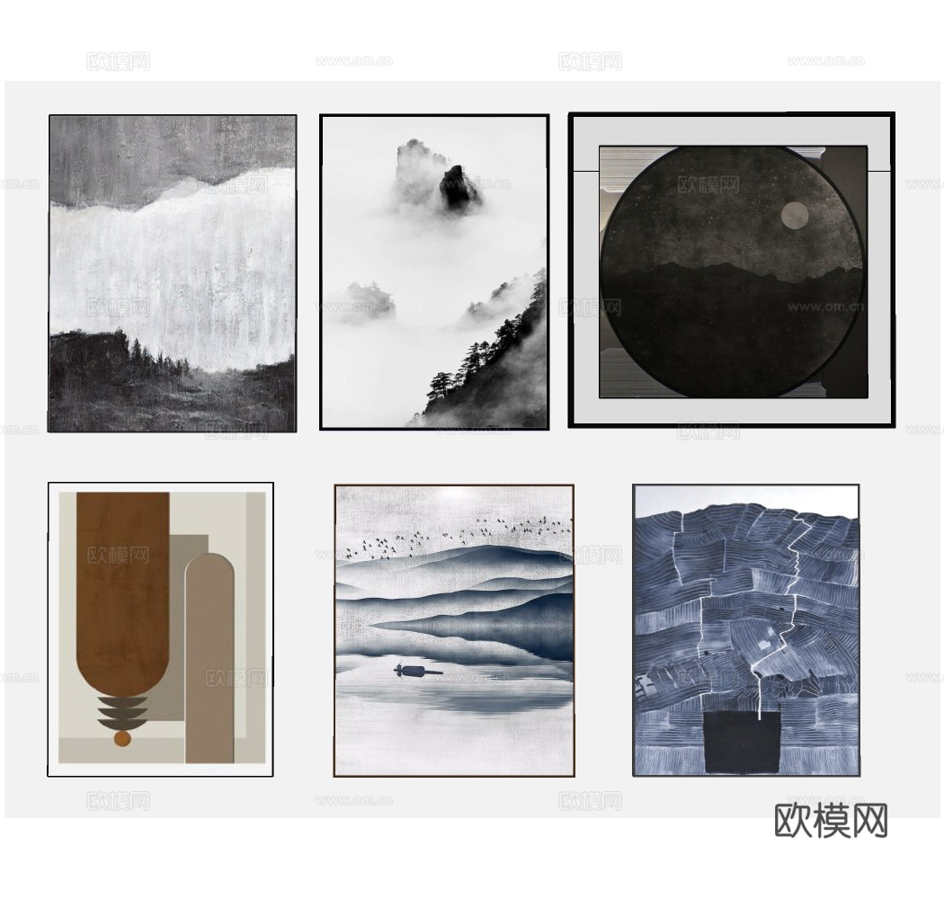 现代装饰画挂画su模型下载