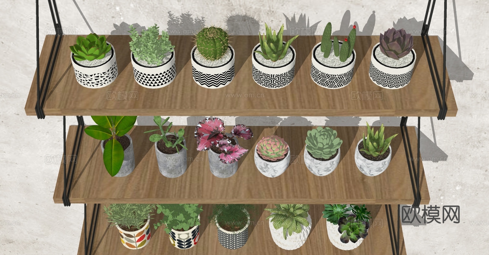 现代植物盆栽su模型下载