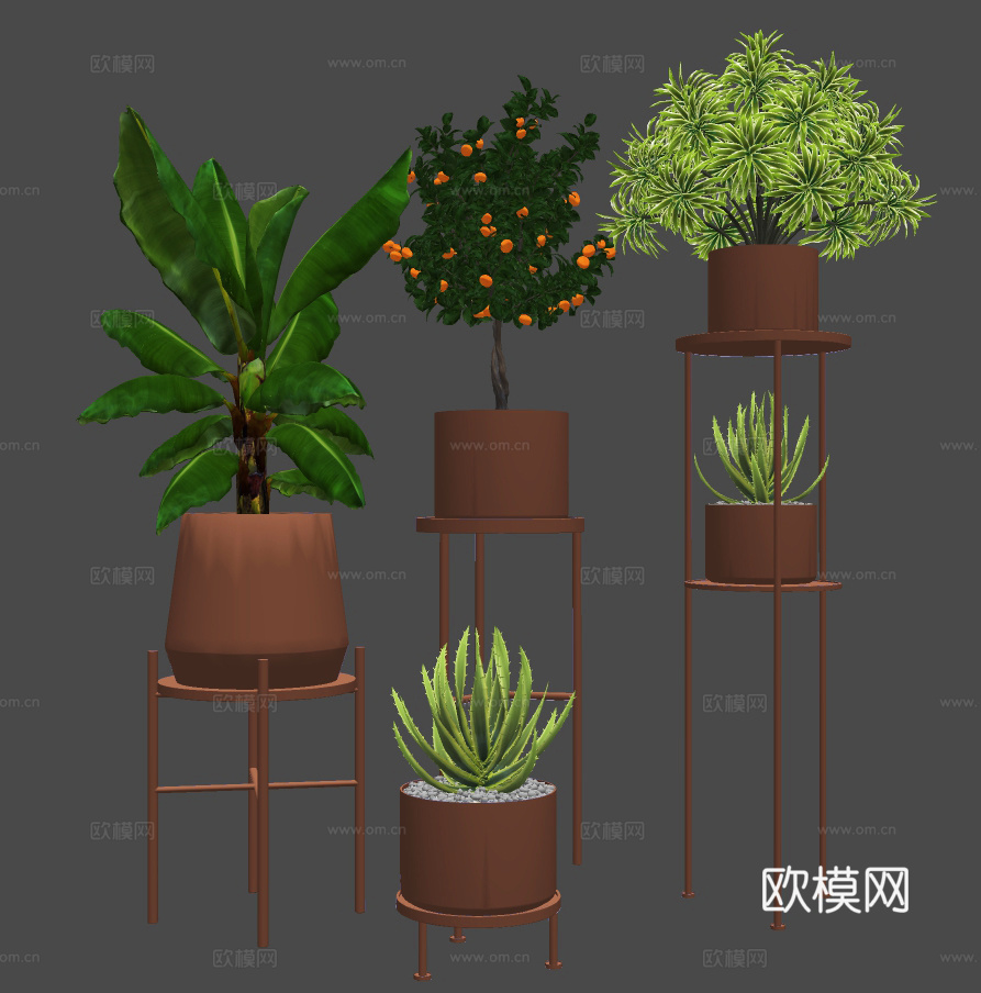 现代绿植盆栽su模型下载下载