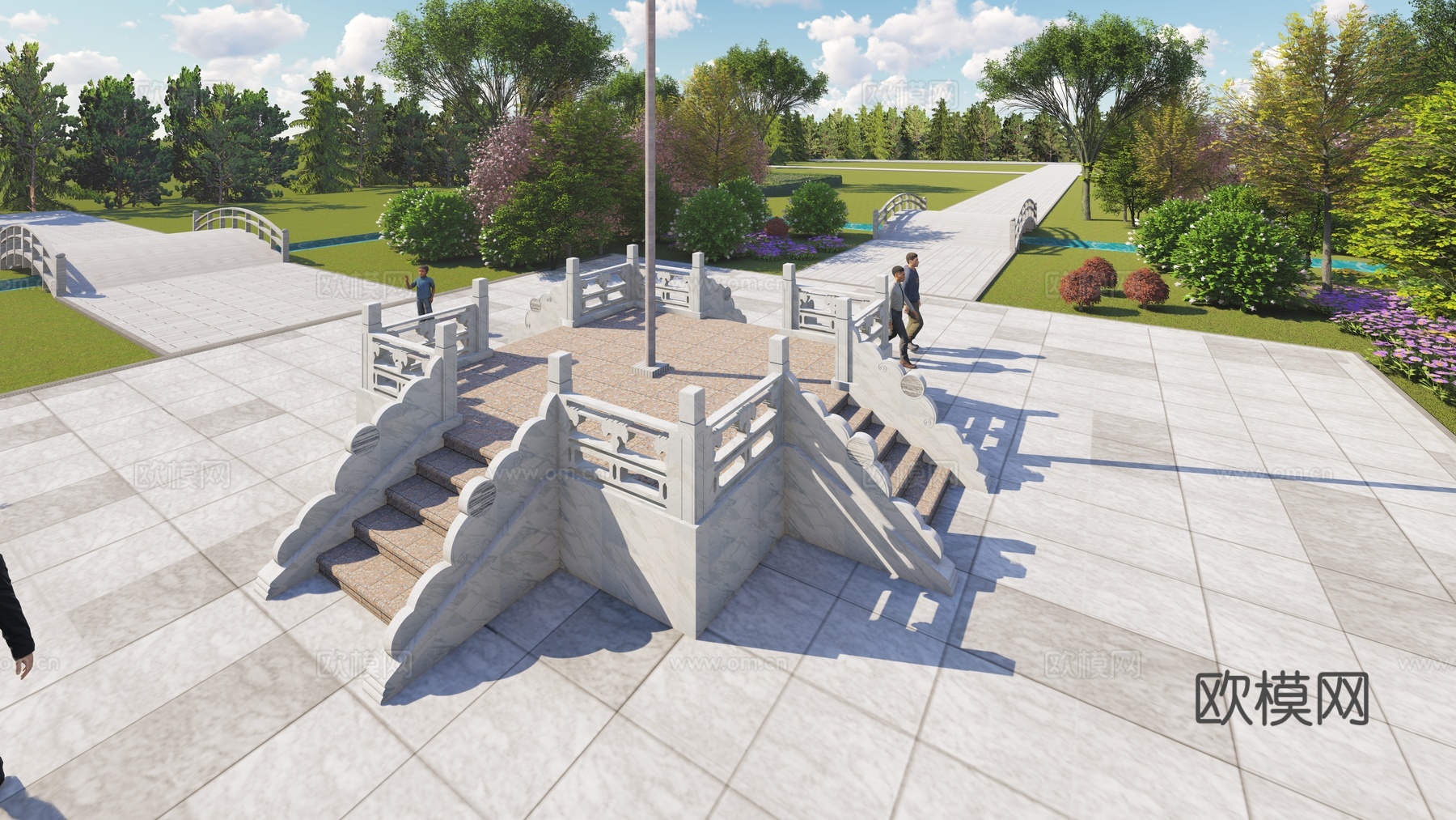 现代升旗台su模型下载下载（渲染图4）