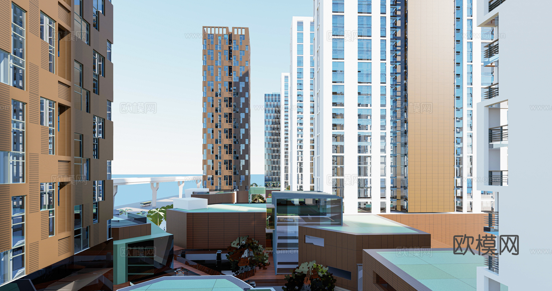 现代商住综合楼su模型下载