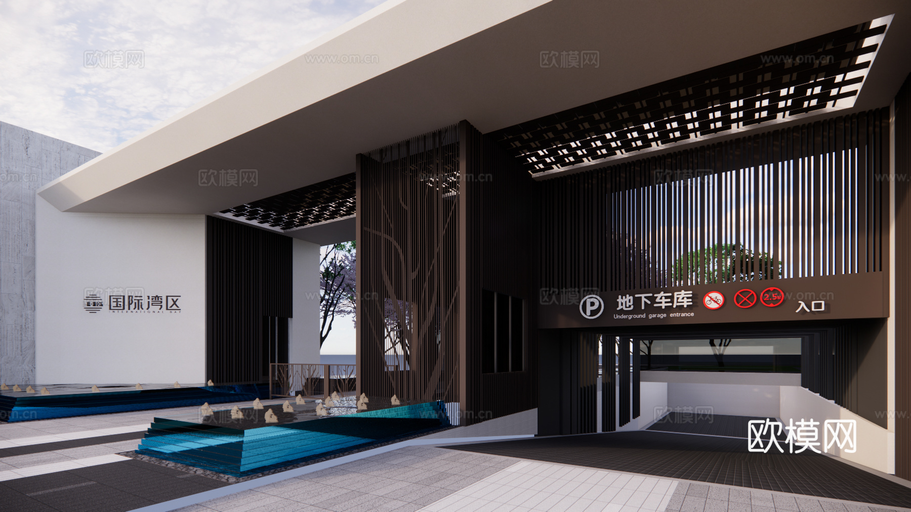 现代小区入口大门su模型下载