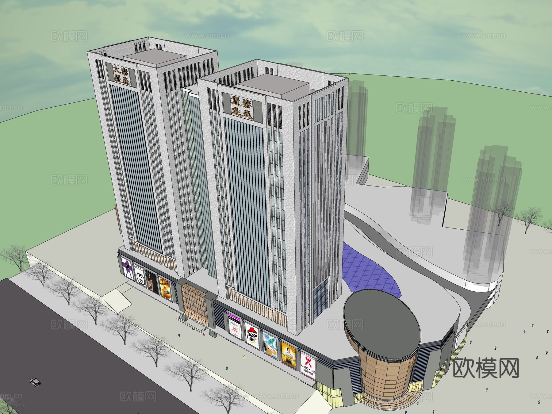 现代商业综合体建筑外观su模型下载