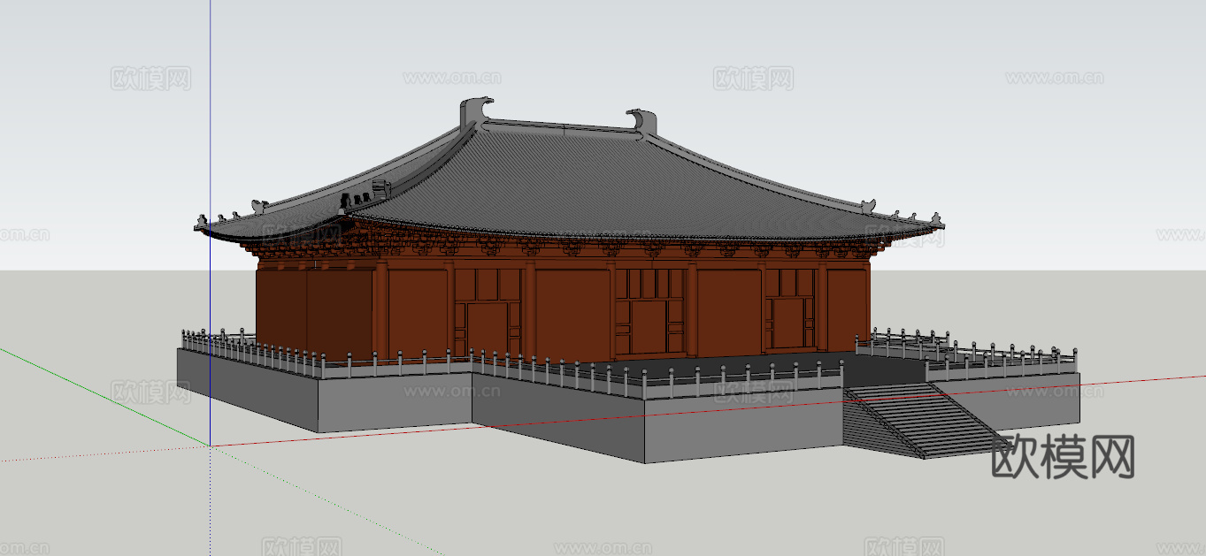 中式古建大同善化寺su模型