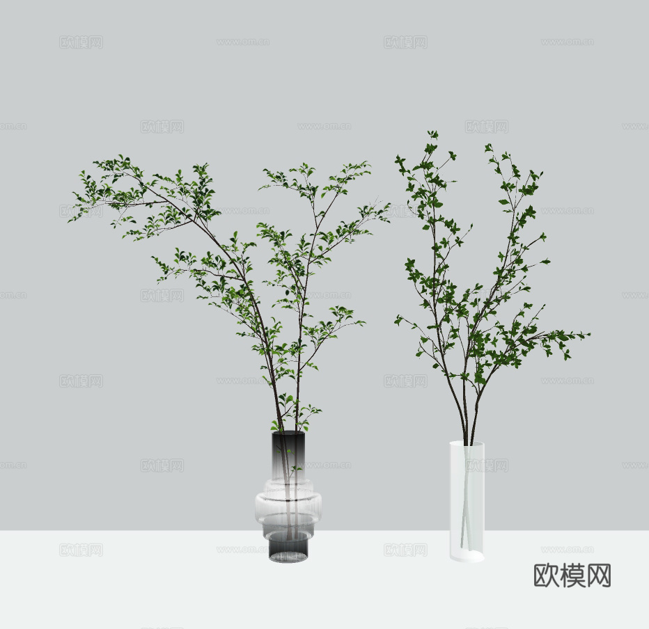 现代花瓶插花su模型下载